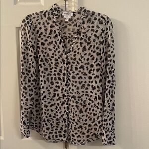 Express Animal Print Blouse - Black and Gray
